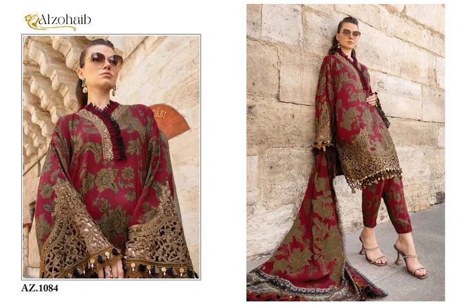 Az 1084 And 1085 Alzohaib Embroidery Patch Cotton Pakistani Suits Wholesale Shop In Surat
